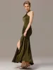 ever SELENE|Satin Cross Halter Sleeveless Maxi Bridesmaid Dress sold by Ever Pretty