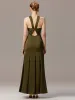 ever SELENE|Satin Cross Halter Sleeveless Maxi Bridesmaid Dress sold by Ever Pretty