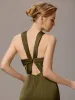 ever SELENE|Satin Cross Halter Sleeveless Maxi Bridesmaid Dress sold by Ever Pretty