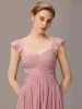 ever ELARA|Back-Tie Pleated Ruffles Sleeves Maxi Bridesmaid Dress sold by Ever Pretty
