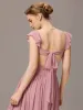 ever ELARA|Back-Tie Pleated Ruffles Sleeves Maxi Bridesmaid Dress sold by Ever Pretty