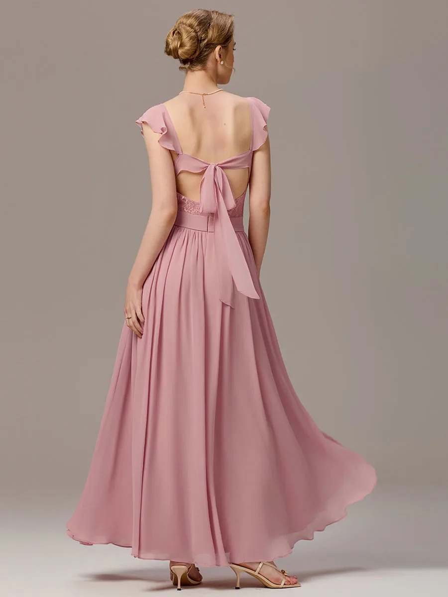 ever ELARA|Back-Tie Pleated Ruffles Sleeves Maxi Bridesmaid Dress sold by Ever Pretty product image thumbnail 2