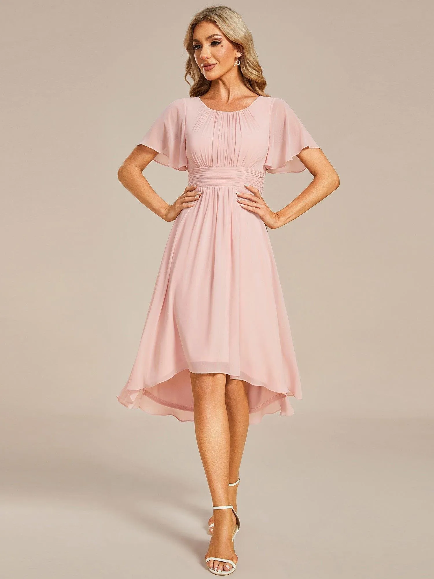 ever EDEN|Flowy Chiffon Round Neckline A-Line Knee Length Bridesmaid Dress sold by Ever Pretty