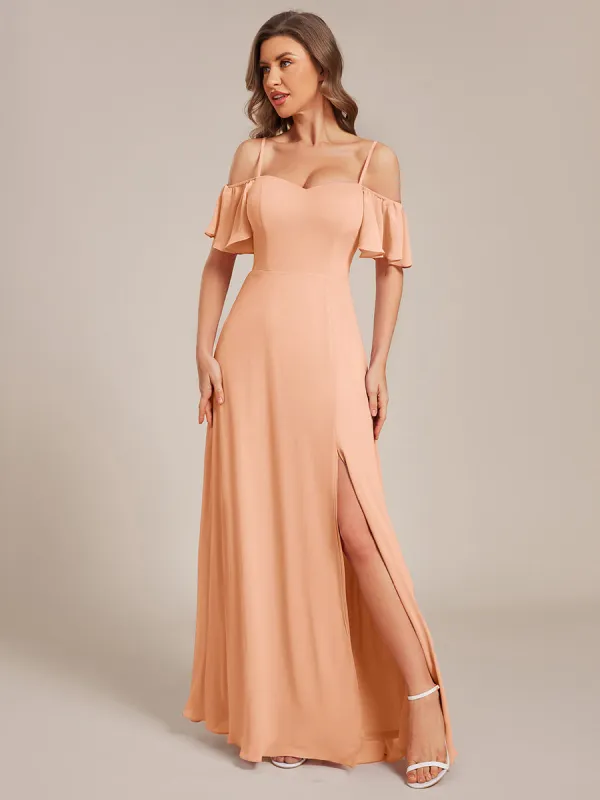 ever REYA|Off Shoulder High Slit Chiffon Flowy Bridesmaid Dress sold by Ever Pretty