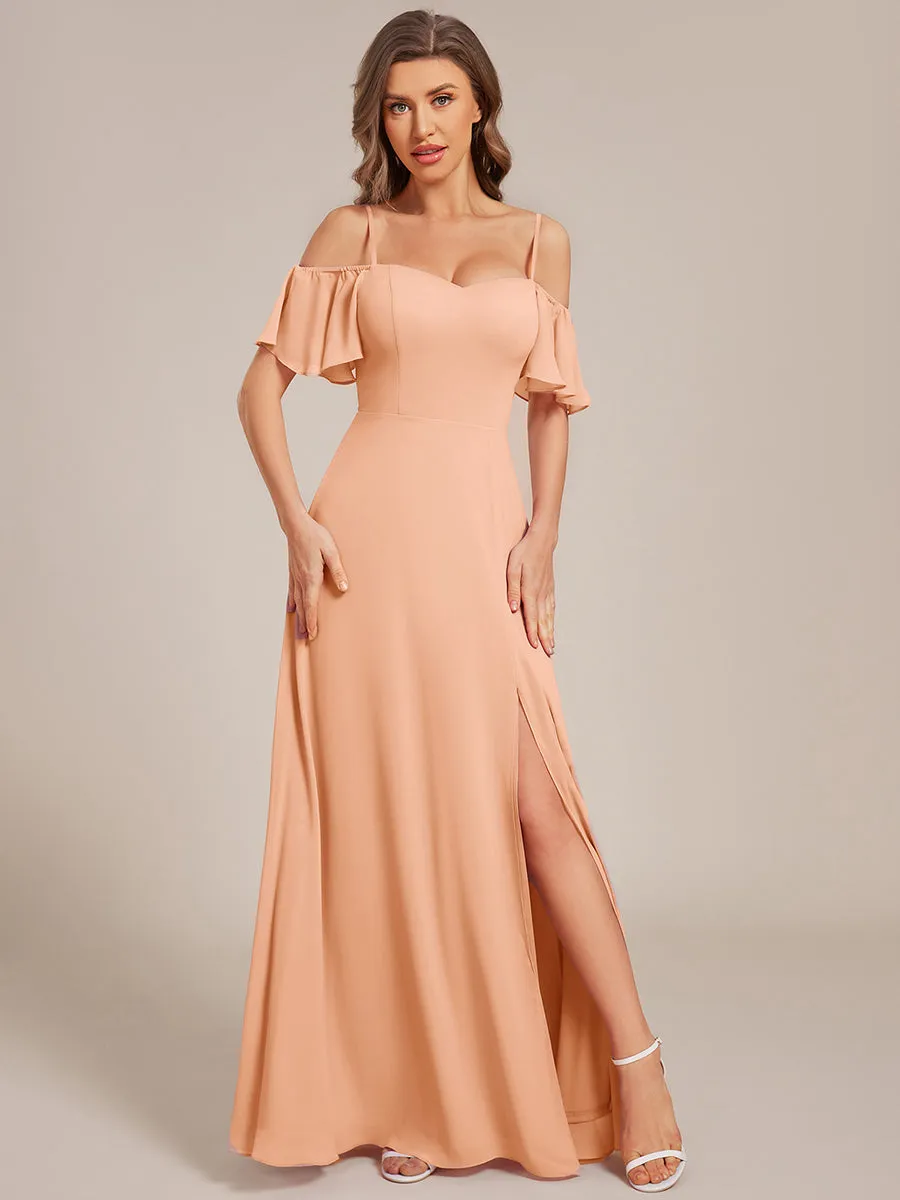 ever REYA|Off Shoulder High Slit Chiffon Flowy Bridesmaid Dress sold by Ever Pretty product image thumbnail 5
