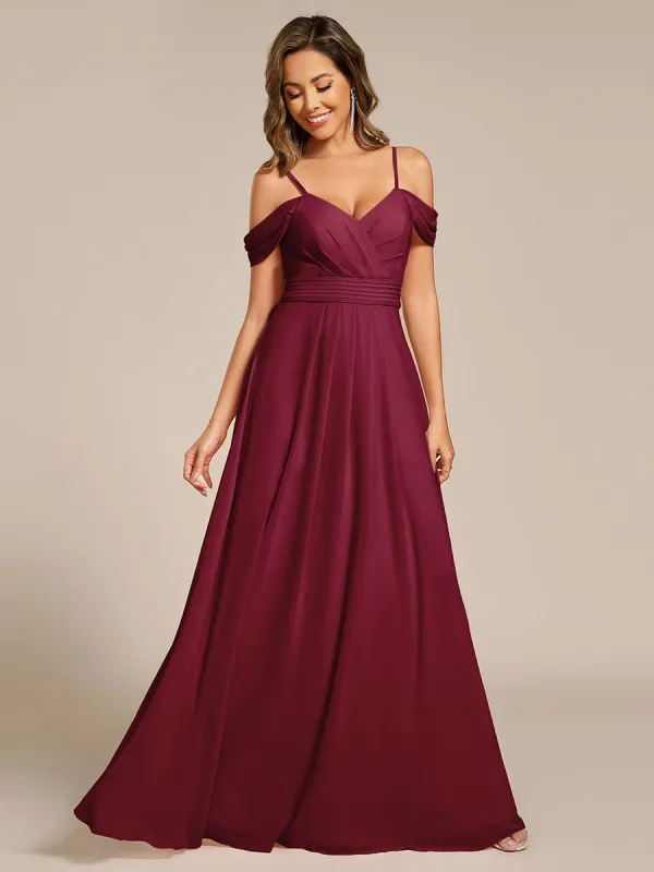 ever LIANNE|Spaghetti Strap V-Neck Pleated A-Line Bridesmaid Dress sold by Ever Pretty