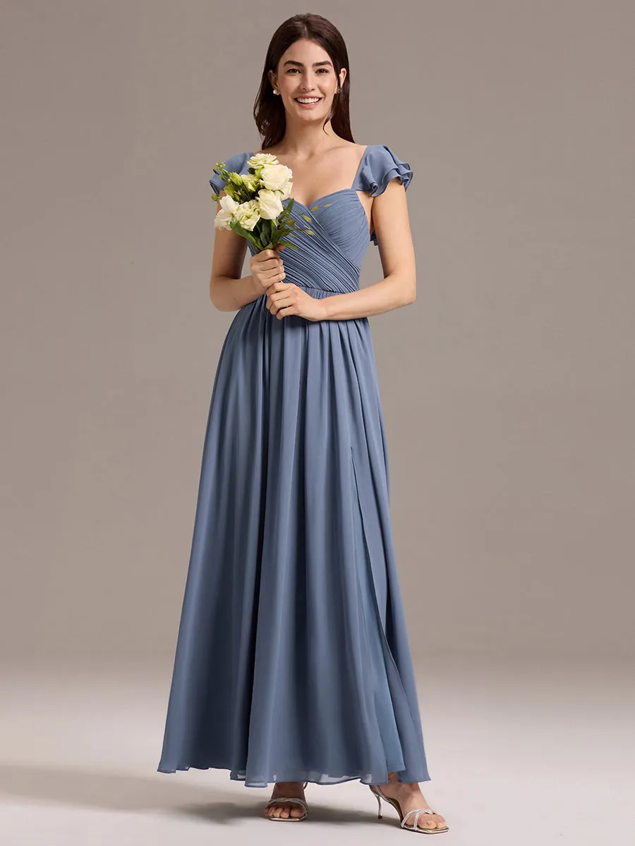 ever CLARKE|Chiffon A-Line Ruffles Cap Sleeve Bridesmaid Dress with Side Slit sold by Ever Pretty product image thumbnail 4