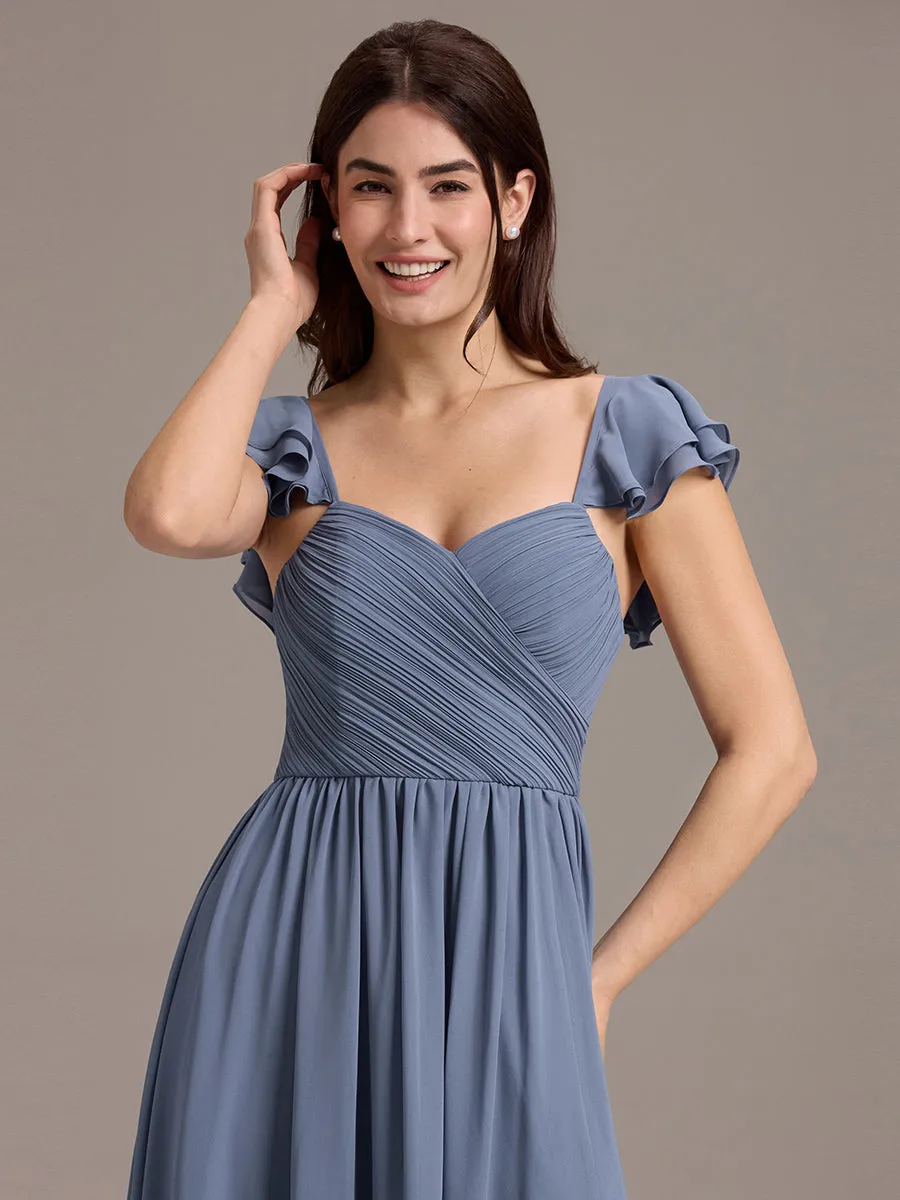 ever CLARKE|Chiffon A-Line Ruffles Cap Sleeve Bridesmaid Dress with Side Slit sold by Ever Pretty product image thumbnail 3