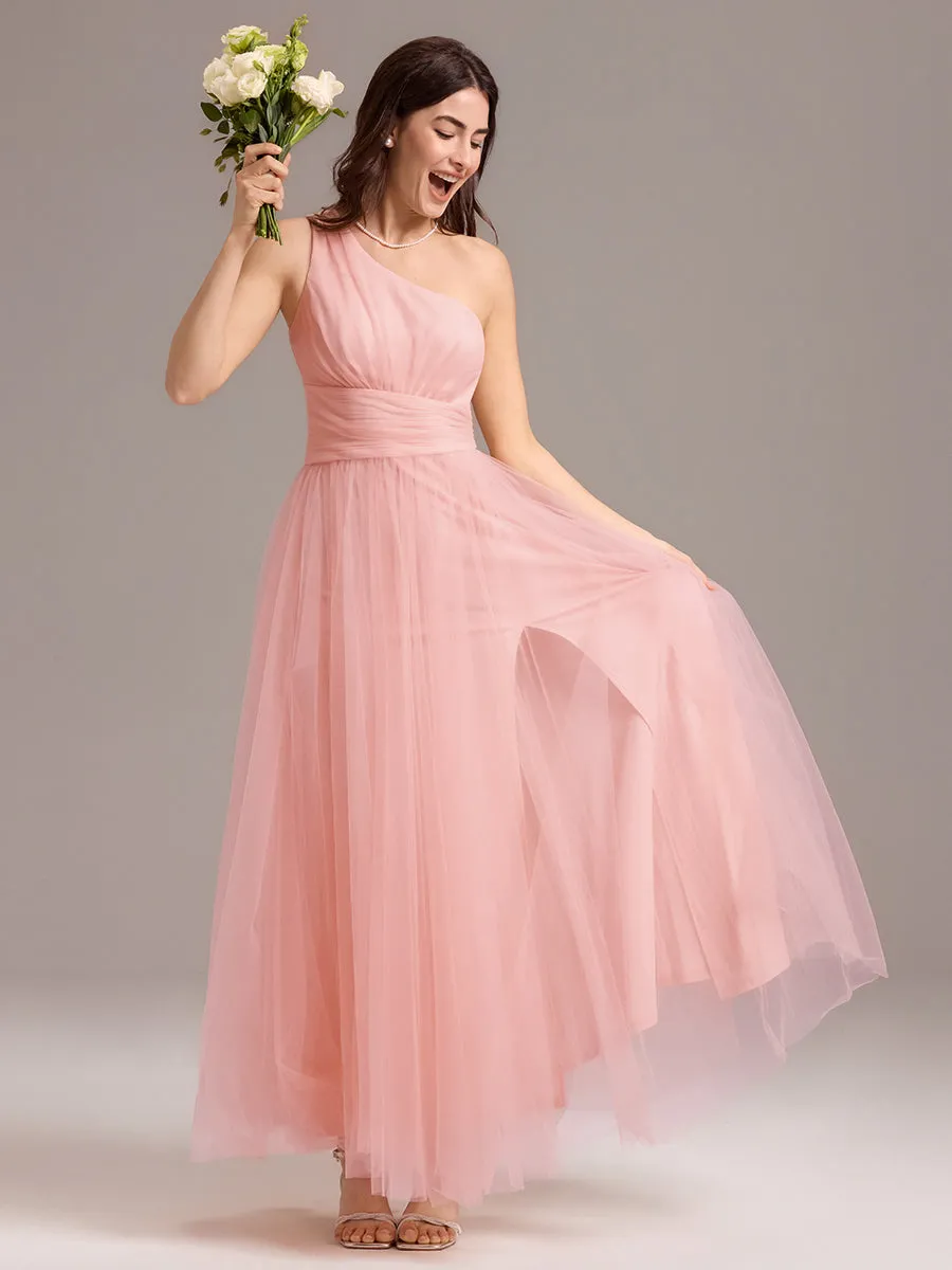 ever ARCADIA|Chic A-Line One-Shoulder Tulle Maxi Bridesmaid Dress sold by Ever Pretty product image thumbnail 4