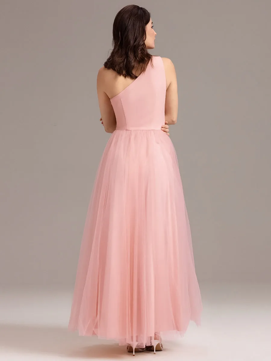 ever ARCADIA|Chic A-Line One-Shoulder Tulle Maxi Bridesmaid Dress sold by Ever Pretty product image thumbnail 2