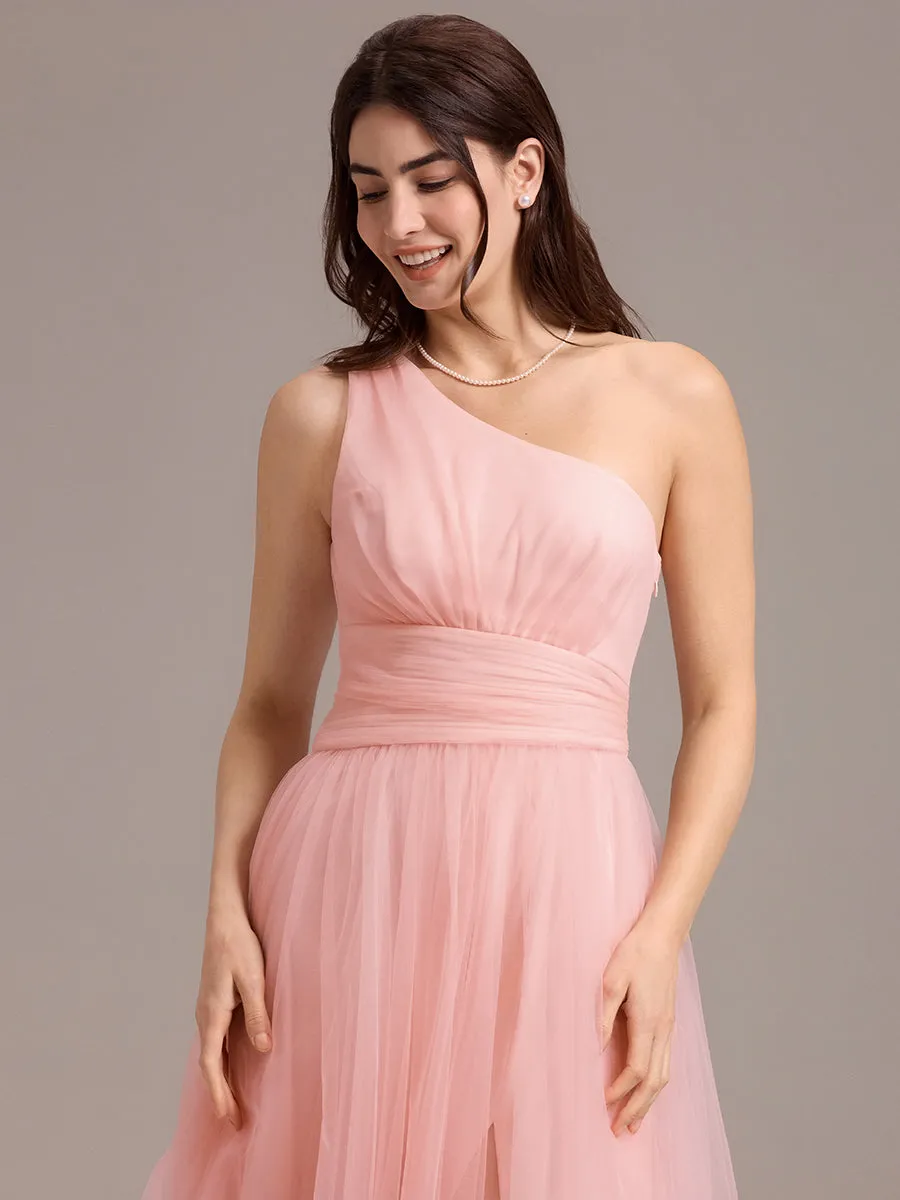 ever ARCADIA|Chic A-Line One-Shoulder Tulle Maxi Bridesmaid Dress sold by Ever Pretty product image thumbnail 3