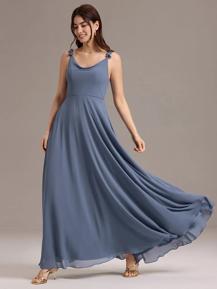 ever ZINNELLE|Flowy Chiffon Cowl Neck Backless A-Line Floral Strap Bridesmaid Dress sold by Ever Pretty product image thumbnail 4