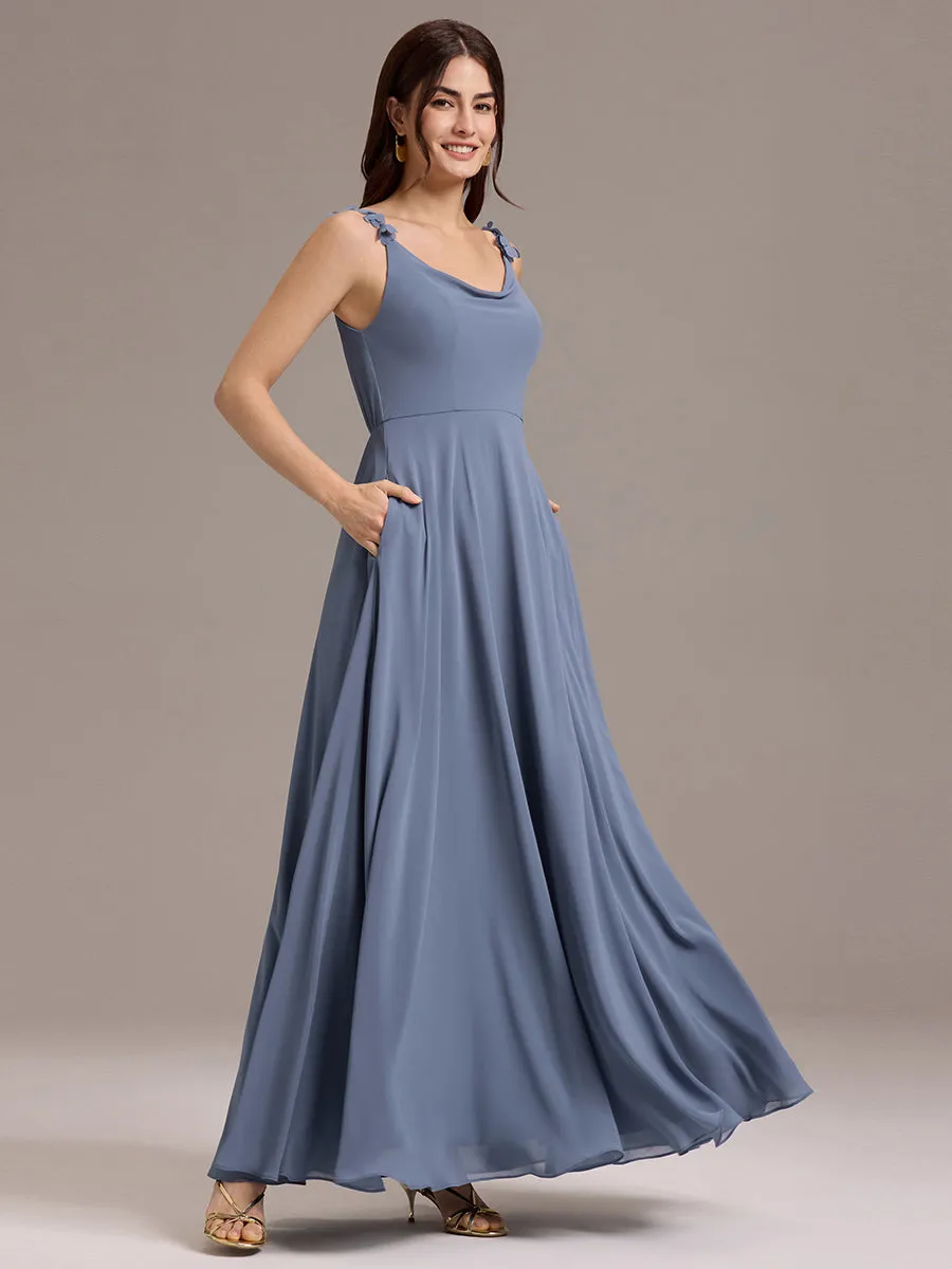 ever ZINNELLE|Flowy Chiffon Cowl Neck Backless A-Line Floral Strap Bridesmaid Dress sold by Ever Pretty product image thumbnail 2