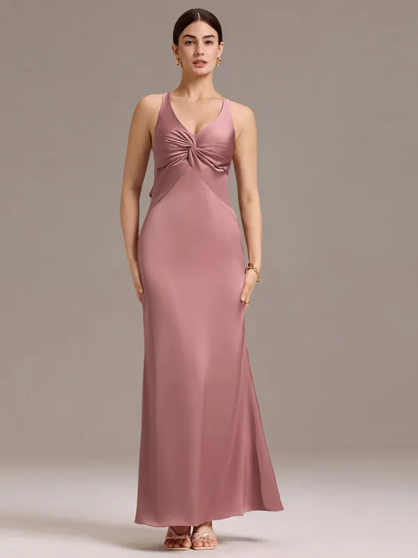 ever MINTA|Elegant Strappy Bow Back Satin Mermaid Bridesmaid Dress sold by Ever Pretty