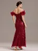 ever BELISSE|Off-Shoulder Feather Sleeve A-Line High Split Backless Sequin Formal Dress sold by Ever Pretty