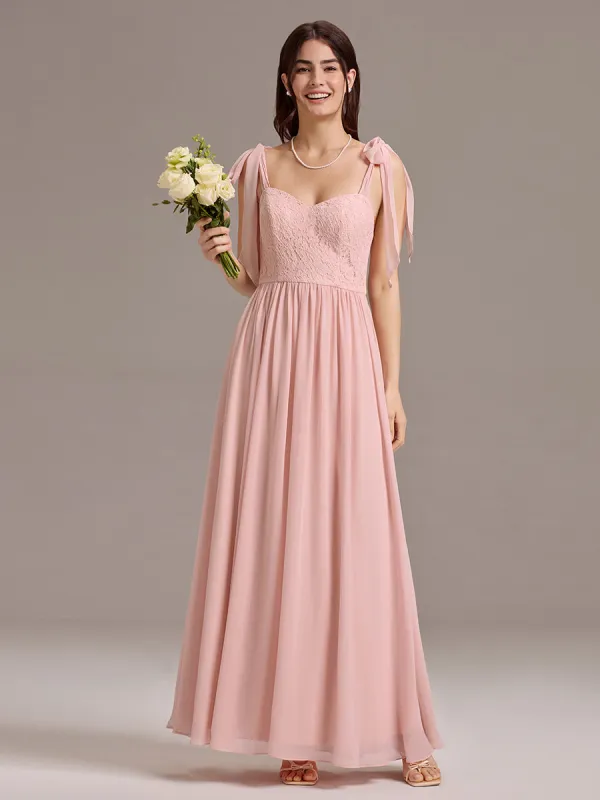 ever FRANCIE|Chiffon Sweetheart Neck Bow Tie Backless A-Line Lace Bridesmaid Dress sold by Ever Pretty