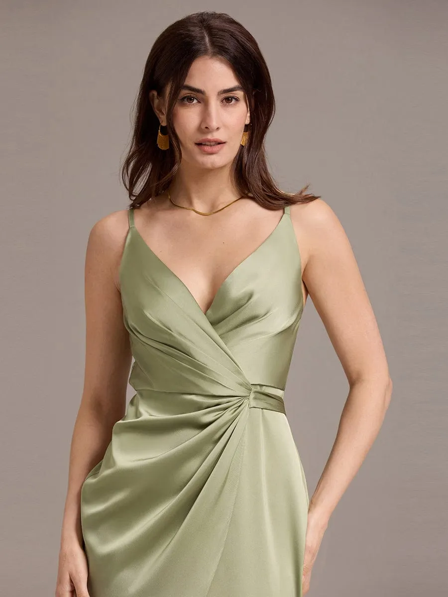 ever CALISTE|Satin V-Neck Spaghetti Straps Midi Wedding Guest Dress sold by Ever Pretty product image thumbnail 3