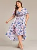 ever FAYE|Elegant V-Neck Flowy High-Low Short Sleeve Wedding Guest Dress sold by Ever Pretty
