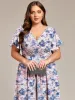 ever FAYE|Elegant V-Neck Flowy High-Low Short Sleeve Wedding Guest Dress sold by Ever Pretty