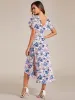 ever FAYE|Elegant V-Neck Flowy High-Low Short Sleeve Wedding Guest Dress sold by Ever Pretty