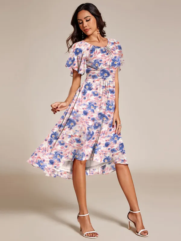 ever EDEN|Chic A-Line Pleated Knee-Length Flowy Chiffon Wedding Guest Dress sold by Ever Pretty