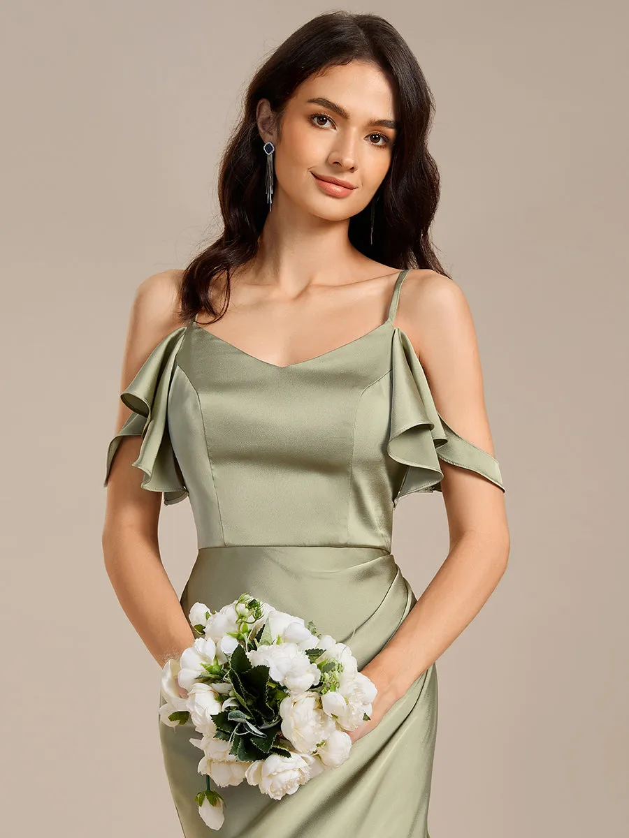 ever CALYNNE|Ruffled Off Shoulder Satin Midi Mermaid Bridesmaid Dress sold by Ever Pretty product image thumbnail 3