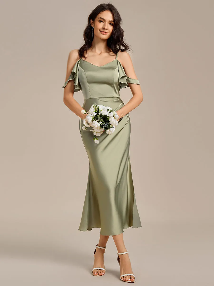 ever CALYNNE|Ruffled Off Shoulder Satin Midi Mermaid Bridesmaid Dress sold by Ever Pretty product image thumbnail 4