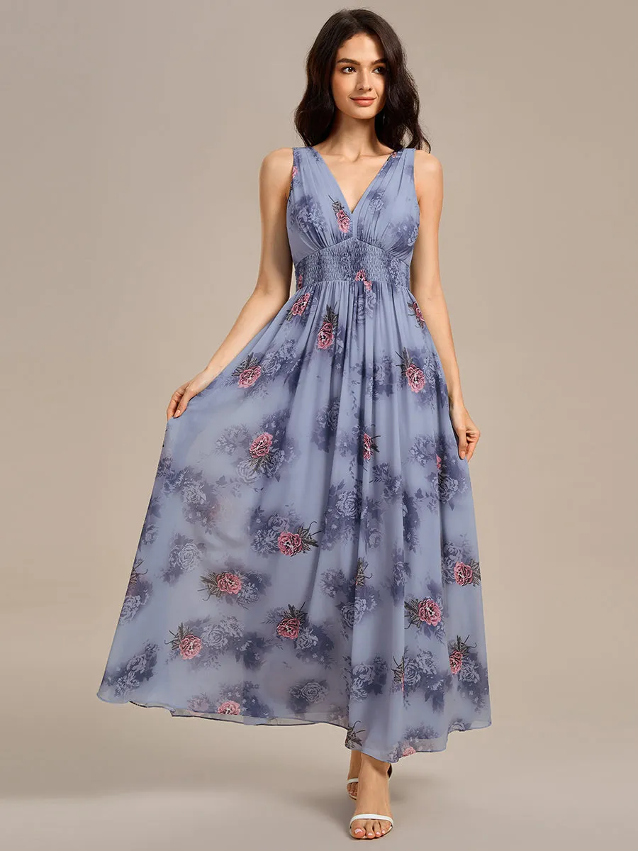 ever ELOWEN|Double V Neck Empire Waist Floral Sleeveless Maxi Formal Dress sold by Ever Pretty product image thumbnail 5