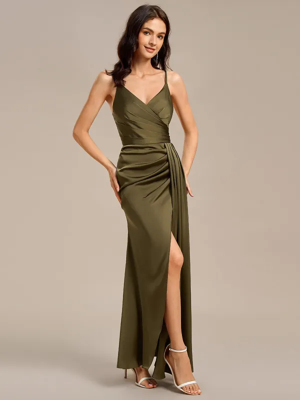 ever LIORA|Satin Spaghetti Strap Maxi Mermaid Bridesmaid Dress sold by Ever Pretty