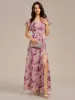 ever WISTERIA|Floral Print Flutter Sleeve Side Split Maxi Formal Dress sold by Ever Pretty