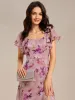 ever WISTERIA|Floral Print Flutter Sleeve Side Split Maxi Formal Dress sold by Ever Pretty