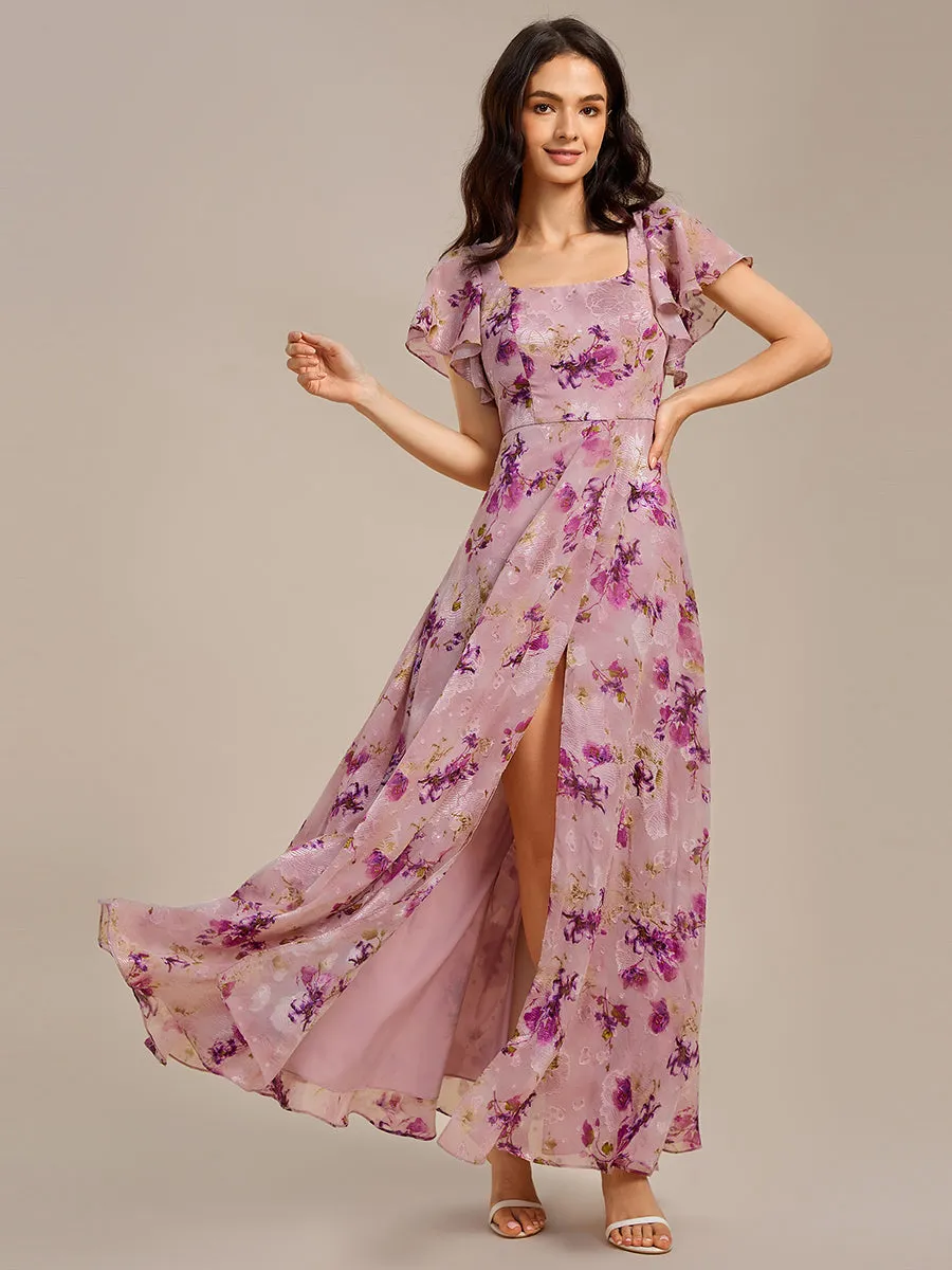 ever WISTERIA|Floral Print Flutter Sleeve Side Split Maxi Formal Dress sold by Ever Pretty product image thumbnail 4