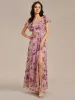 ever WISTERIA|Floral Print Flutter Sleeve Side Split Maxi Formal Dress sold by Ever Pretty