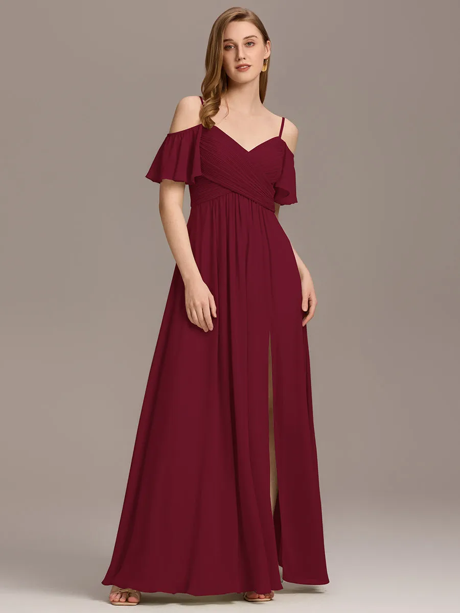 ever GRACIE|Off-Shoulder Ruched High Split Bridesmaid Dress sold by Ever Pretty