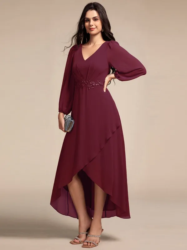 ever MARYAM|Long Lantern Sleeves Waist Applique Chiffon Formal Evening Dress sold by Ever Pretty