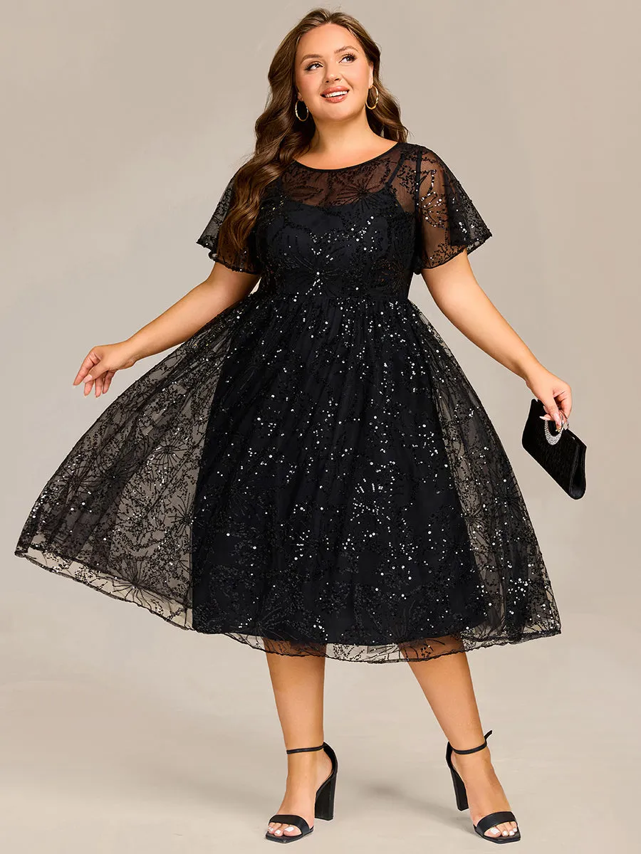 ever ADEL|Plus Size Sequin Midi Wedding Guest Dress sold by Ever Pretty product image thumbnail 5