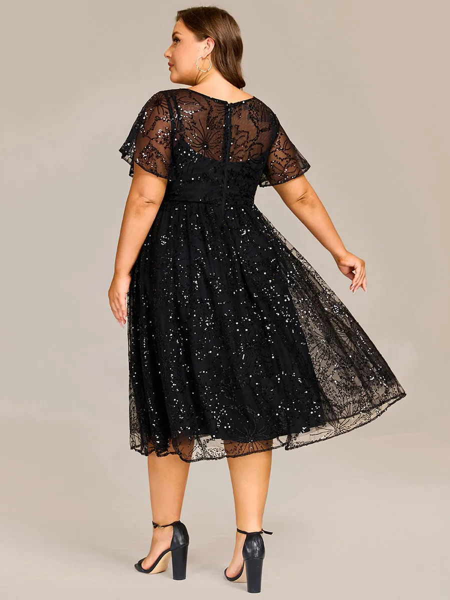 ever ADEL|Plus Size Sequin Midi Wedding Guest Dress sold by Ever Pretty product image thumbnail 2