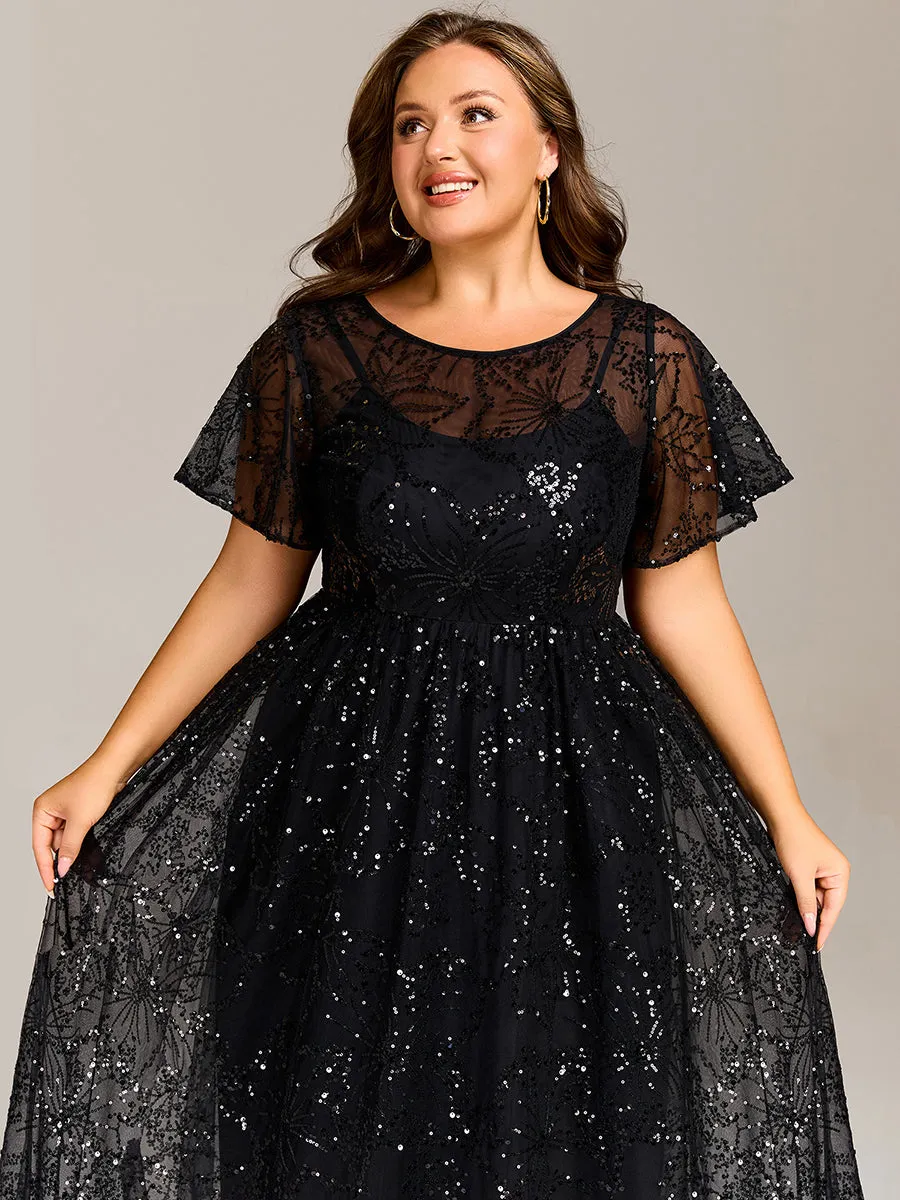ever ADEL|Plus Size Sequin Midi Wedding Guest Dress sold by Ever Pretty product image thumbnail 3