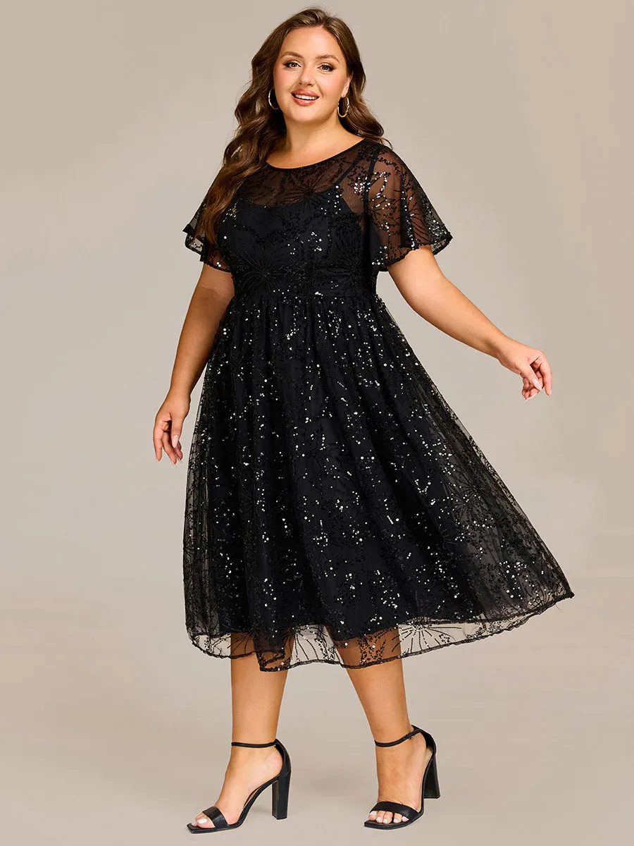 ever ADEL|Plus Size Sequin Midi Wedding Guest Dress sold by Ever Pretty product image thumbnail 4
