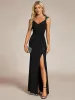 ever NOIRE|Glitter V-Neck Cruise Journey Evening Dress sold by Ever Pretty