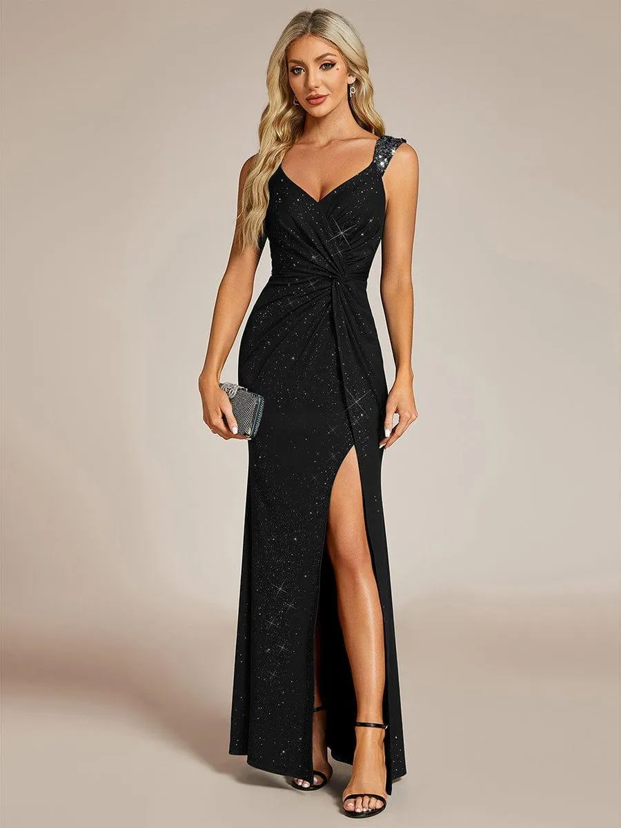 ever NOIRE|Glitter V-Neck Cruise Journey Evening Dress sold by Ever Pretty product image thumbnail 3