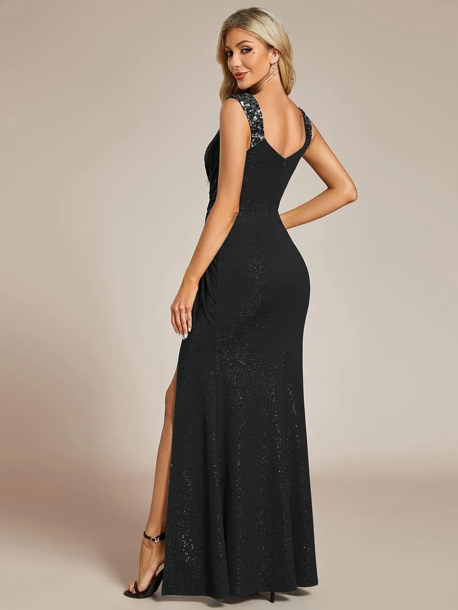 ever NOIRE|Glitter V-Neck Cruise Journey Evening Dress sold by Ever Pretty product image thumbnail 4