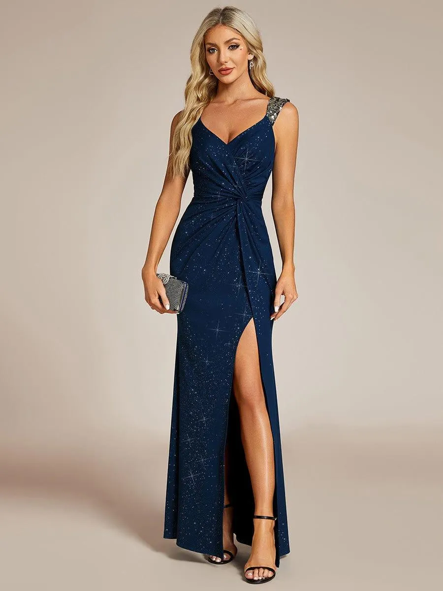 ever NOIRE|Glitter V-Neck Cruise Journey Evening Dress sold by Ever Pretty