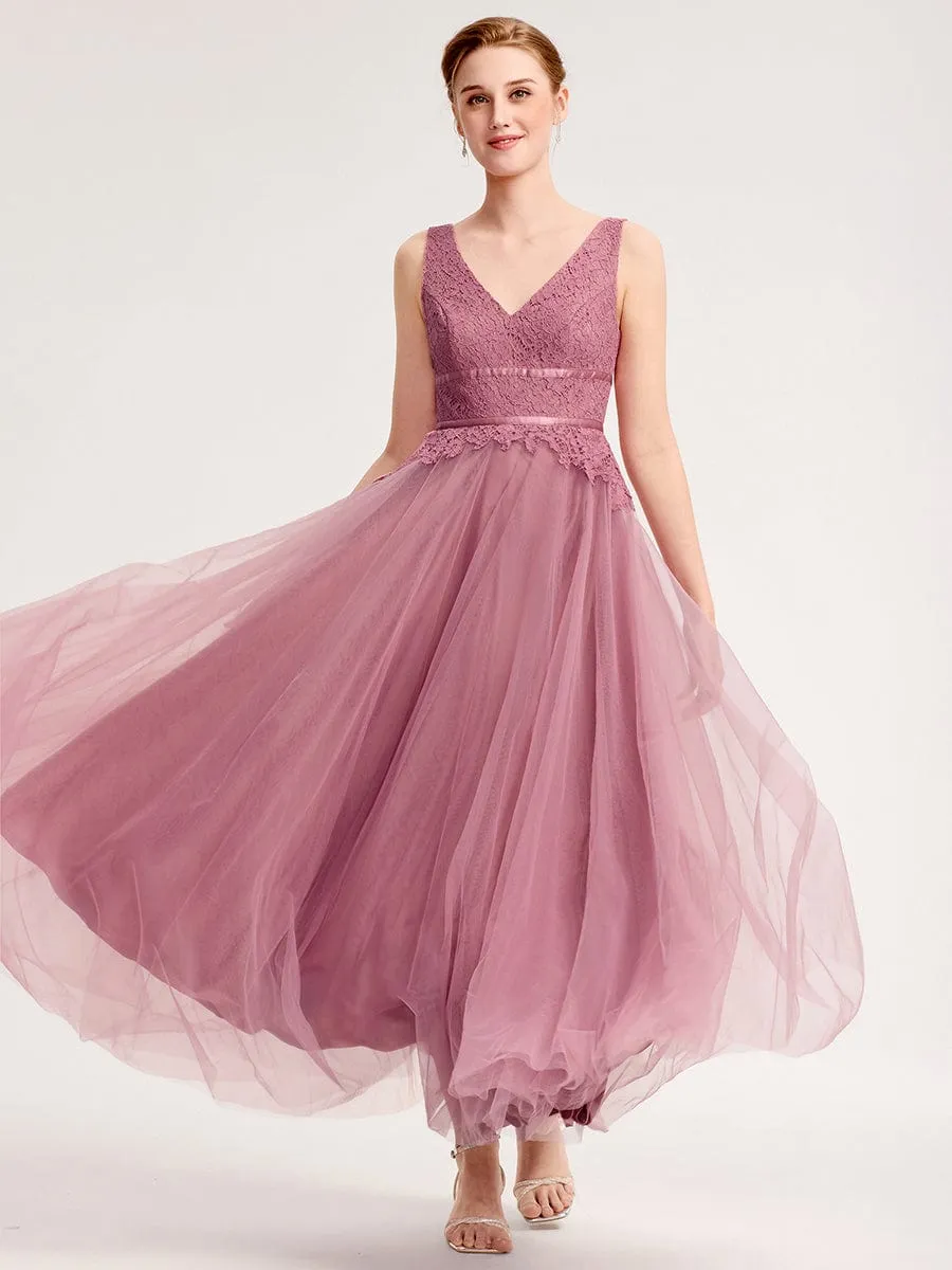ever ELIA|Applique Tulle Sleeveless Bridesmaid Dress sold by Ever Pretty product image thumbnail 4