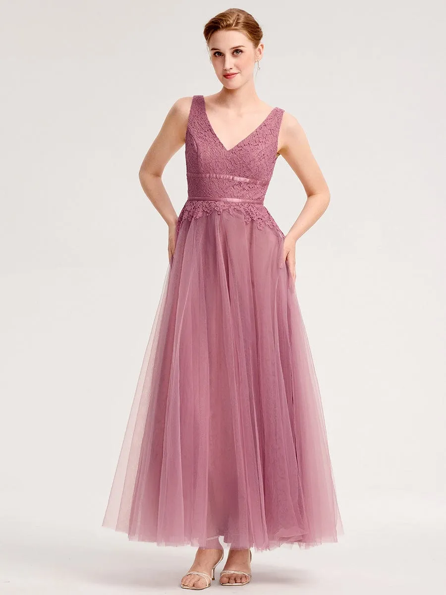 ever ELIA|Applique Tulle Sleeveless Bridesmaid Dress sold by Ever Pretty