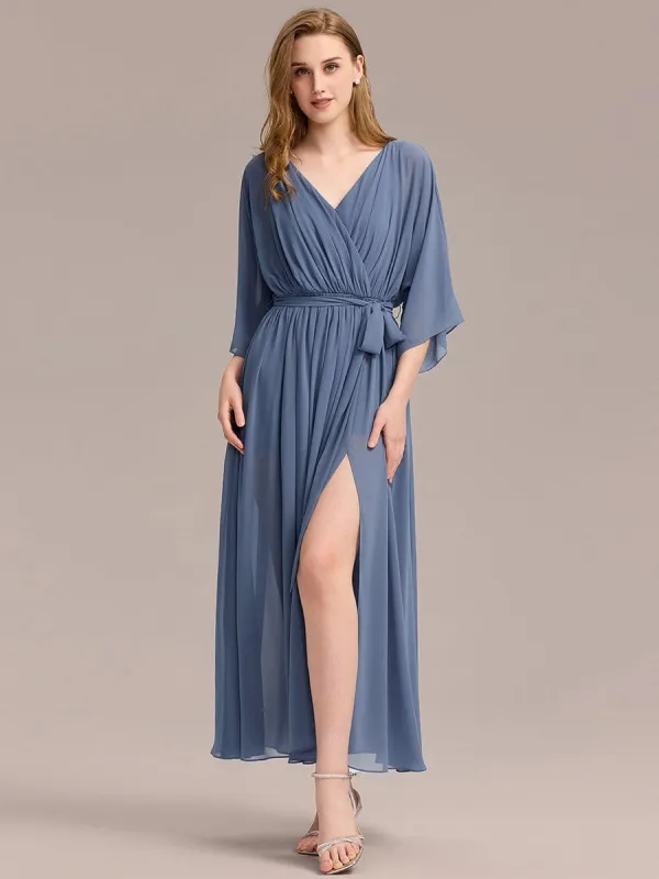 ever ELINA|Slit Chiffon Tie-Front Formal Dress sold by Ever Pretty