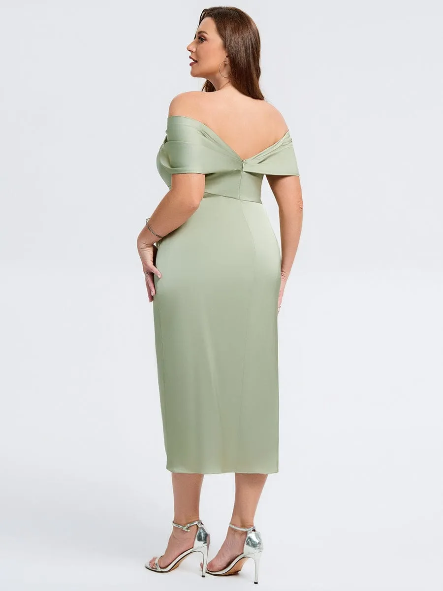 pretty DIANELLE|Plus Size Slit Satin Wedding Guest Dress sold by Ever Pretty product image thumbnail 2