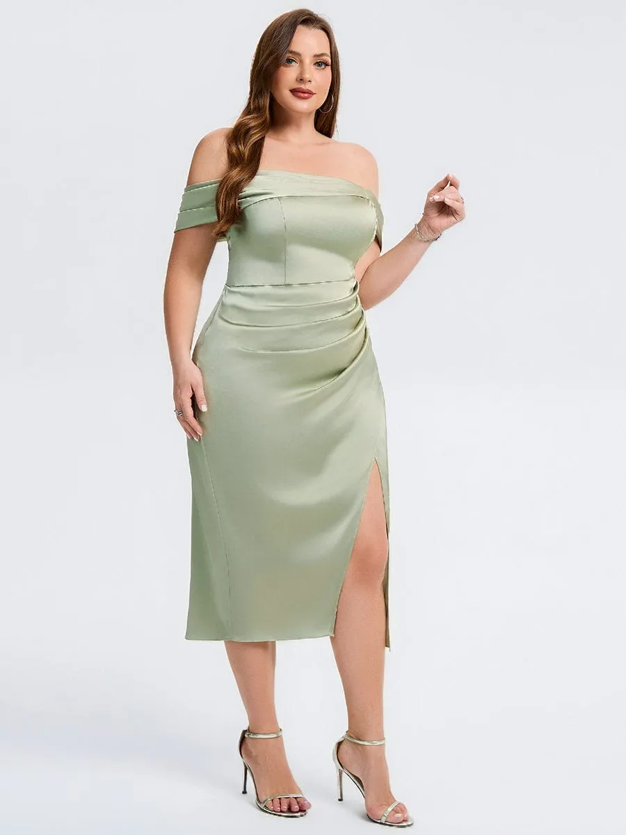 pretty DIANELLE|Plus Size Slit Satin Wedding Guest Dress sold by Ever Pretty product image thumbnail 4
