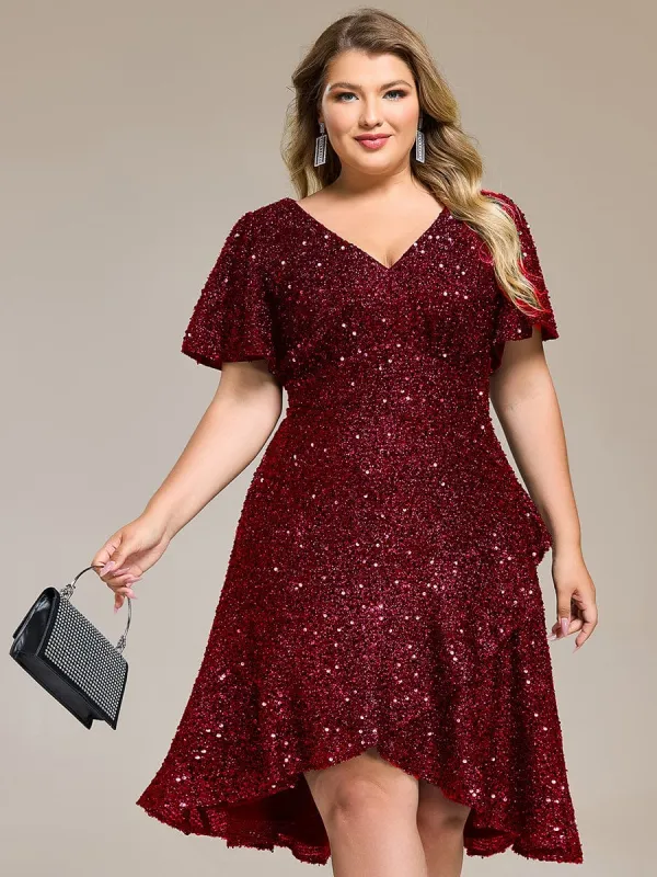 pretty CALISTEA|Plus Size Sequin Ruffle Sleeve Formal Dress sold by Ever Pretty