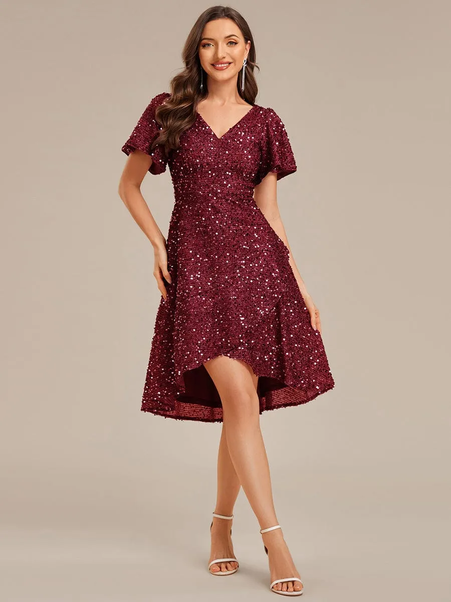 ever CALISTEA|Deep V-neck Sequin Ruffle Sleeve Formal Dress sold by Ever Pretty product image thumbnail 4